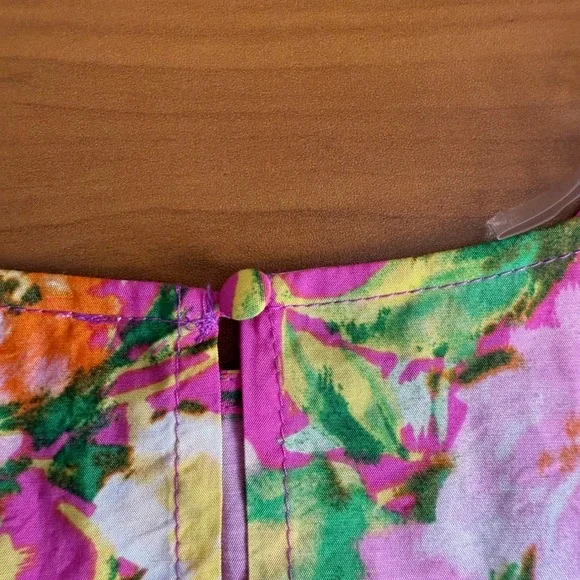SALE Emily Wonder Womens Floral Print Short Sleeve‎ Button Back Tunic Top Size L - Picture 6 of 7
